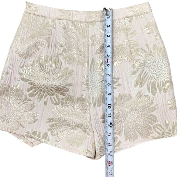 NWT Superdown Metallic Floral Brocade Skort Shorts Pastel Pink S Dressy Trendy - Picture 11 of 11